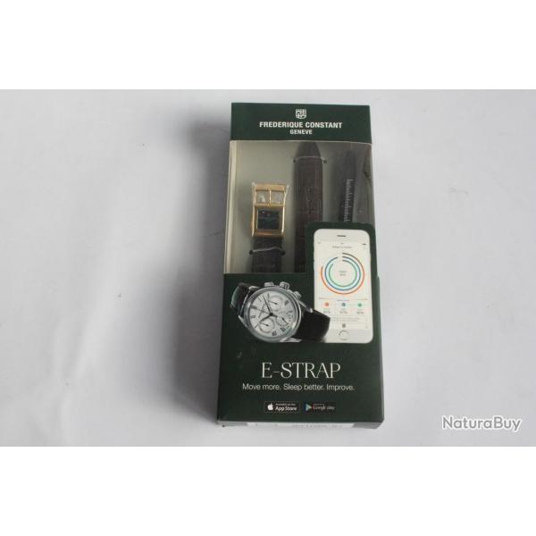 FREDERIQUE CONSTANT Bracelet connect e-Strap cuir marron fonc 20 mm