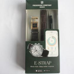 FREDERIQUE CONSTANT Bracelet connecté e-Strap cuir marron foncé 22 mm