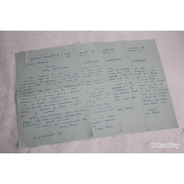Lettres manuscrites pote Henry SPIESS Almanach Union Nationale 1937
