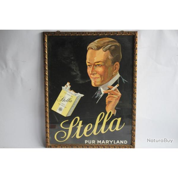 Affiche publicitaire lithographie Cigarettes STELLA Pur Maryland 1930