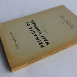 Jean HERCOURT envoi dédicace Primauté de Walt Whitman Essai 1939