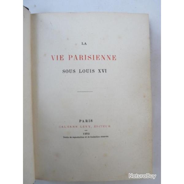 Livre La vie parisienne sous Louis XVI COGNEL 1882