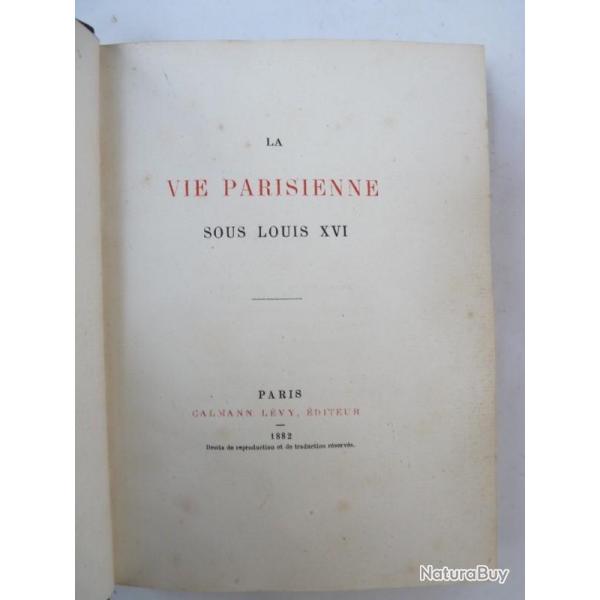 Livre La vie parisienne sous Louis XVI COGNEL 1882