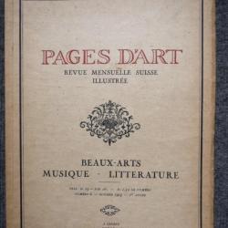 Pages d'Art Suisse Avril 1916 Musique Littérature