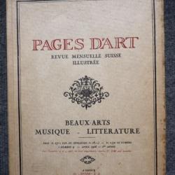 Pages d'Art Suisse Avril 1916 Musique Littérature