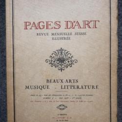 Pages d'Art Suisse Mai 1916 Musique Littérature