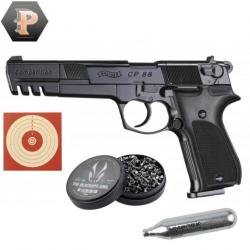 Pistolet Walther CP 88 Compétition black CO2 cal 4.5mm + plombs + cibles + capsules
