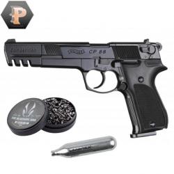Pistolet Walther CP 88 Compétition black CO2 cal 4.5mm + plombs + capsules