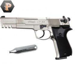 Pistolet Walther CP88 competition 5.6'' nickel CO2 cal. 4.5mm + capsules