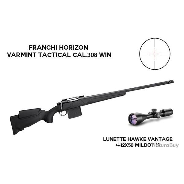 Pack FRANCHI Horizon Varmint Tactical Cal.308 Win + HAWKE Vantage 4-12x50 Mildot IR Montage mdium