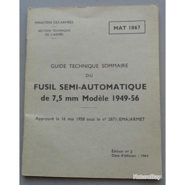guide technique sur le fusil semi-automatique de 7.5 mm modle 1949-56