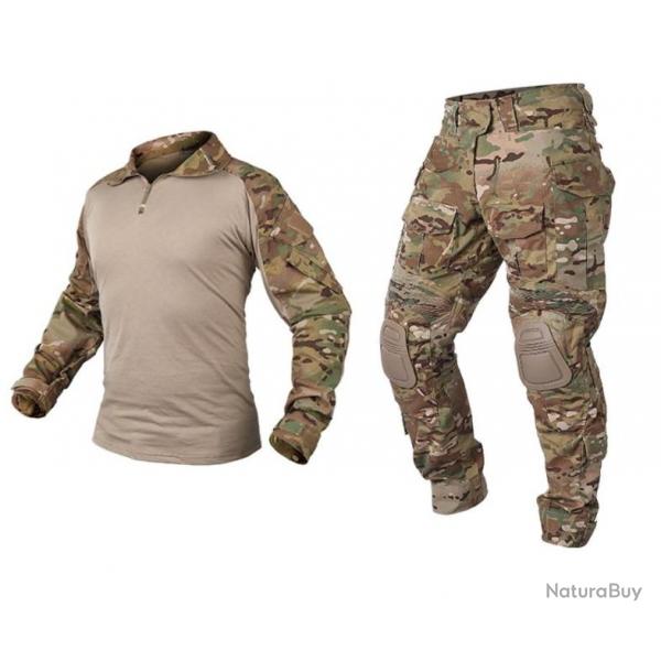 Combinaison Tactique Uniforme Militaire Combinaisons Camouflage Chasse Pantalons Ensemble beige