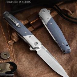 Couteau Trivisa Leominor Blue Lame Acier Bohler K110 Black Manche G10 IKBS Linerlock Clip TVXW01GKG