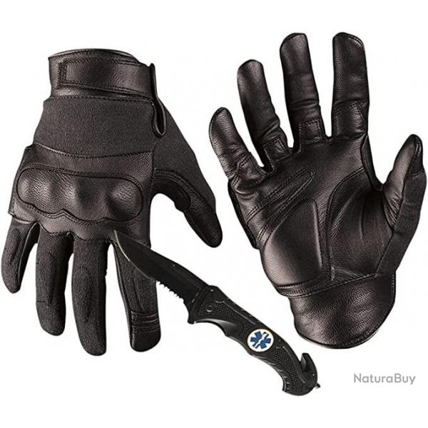 Mil-Tec Hommes Gants Cuir/Kevlar Noir airsoft chasse Gants tactiques et dfense