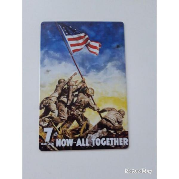 PLAQUE METAL WWII "NOW ALL TOGETHER"