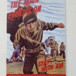 PLAQUE METAL WWII "THE MAIN EVENT IS ON"