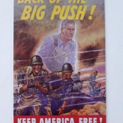 PLAQUE METAL WWII "BACK UP THE BIGPUSH ! "