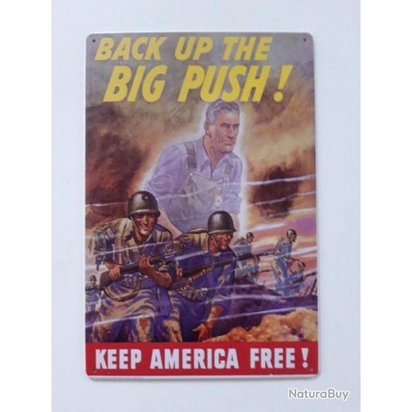 PLAQUE METAL WWII "BACK UP THE BIGPUSH ! "
