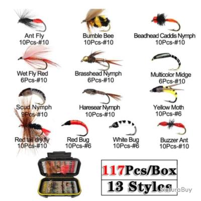 Selezione Di Mosche Secche Classiche Wulff Per Pesca Alla Trota – Fly Box Assortita Con Ami Senza Ardiglione