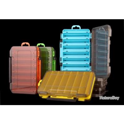 Boîte De Rangement Pour Leurres De Pêche - 14 Compartiments - Double Face - Plastique Orange - Uxcell