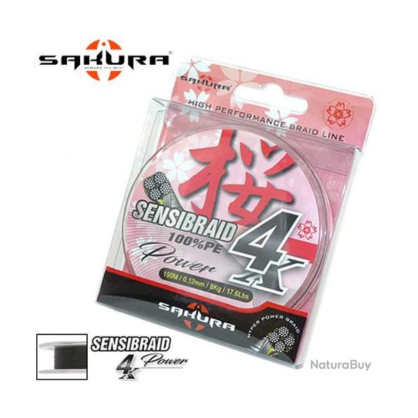 Ligne Tresse Sakura Sensibraid 4 Green 150m  0.08mm 6kg