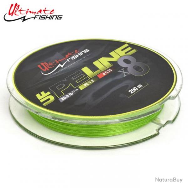 Ligne Tresse UF PE Line X8 200 Chartreuse Ultimate Fishing PE 1.0