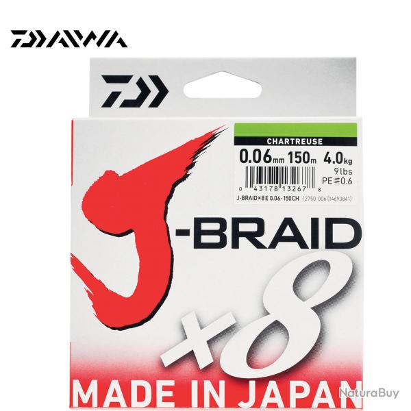 DESTOCKAGE ! Ligne Tresse Daiwa J-Braid x8 150m Chartreuse 28/100