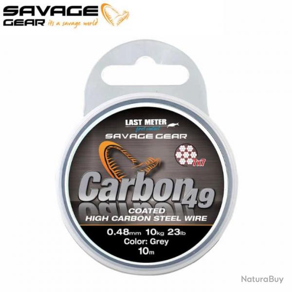 DESTOCKAGE ! Bas de Ligne Tresse Acier Carbon49 Steelwire 10M Savage Gear Coated Grey 35lbs