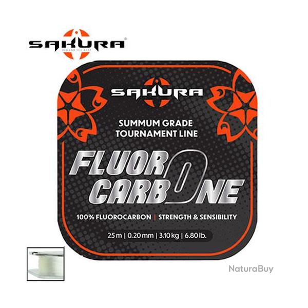 DESTOCKAGE ! Bas de Ligne Fluorocarbone Sakura 25m 0.20mm 3.10kg