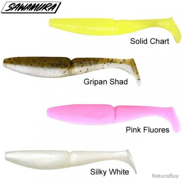 Leurre One up shad 2 Sawamura 5,3cm Silky white