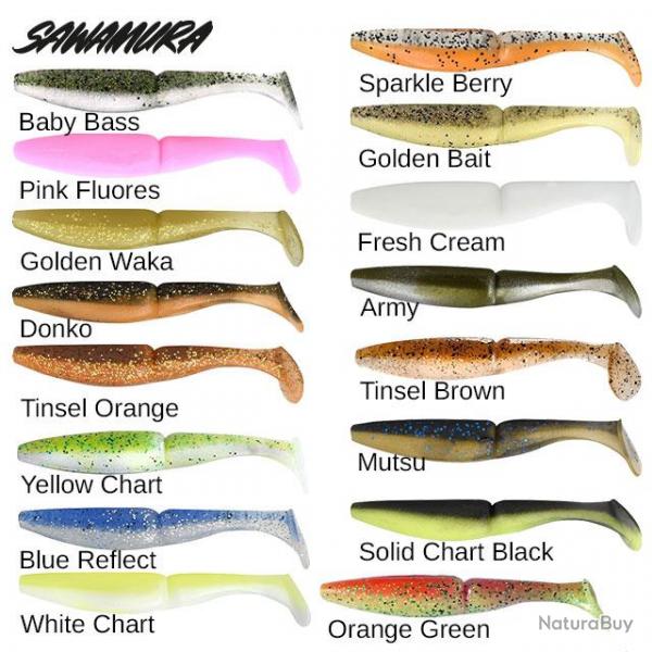 Leurre One up shad 4 Sawamura 8,4cm Green Pumpkin Chart