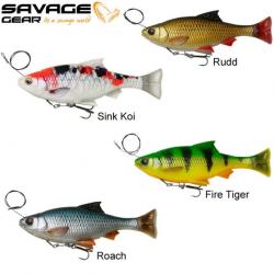 Leurre 4D Line Thru Pulse Savage Gear Tail Roach 18CM 90G Slow Sink Fire Tiger