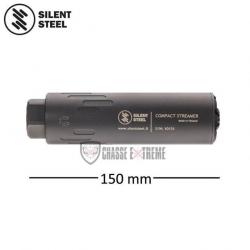 Silencieux SILENT STEEL Compact Streamer Acier Filetage Direct 150mm Noir Cal 9x19