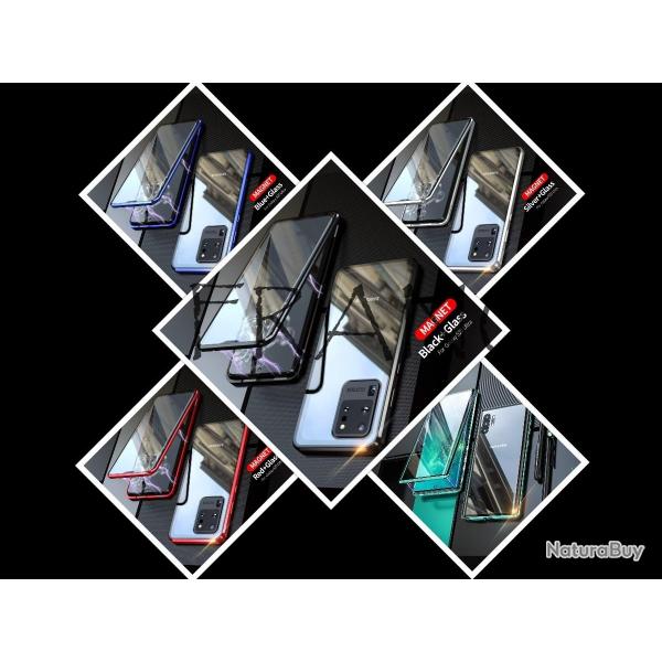 Coque Magnetique Alu Verre Trempe 2 Faces, Couleur: Au Choix, Smartphone: Galaxy S23 Ultra
