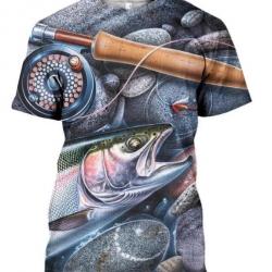 !!! LIVRAISON OFFERTE !!! Tee-shirt 3D réaliste chasse pêche réf 432