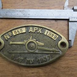 APX 1939 G.47 Mle 1937 type plate indentification brass schield VERY RARE