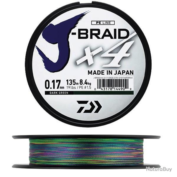 Tresse Daiwa J Braid X4 Multicolore 13/100 300m