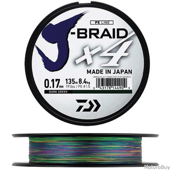 Tresse Daiwa J Braid X4 Multicolore 17/100 500m