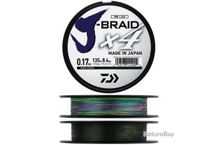 Tresse Daiwa J Braid X4 Grande Bobine Vert 25/100 1350m - Nylons