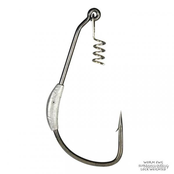 Hameon Texan Plomb Gamakatsu Worm EWG Superline Spring Lock Weighted 5/0