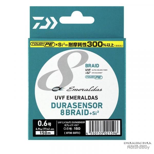 Tresse Daiwa UVF Emeraldas Dura Sensor 8 Braid 150m PE 0,5