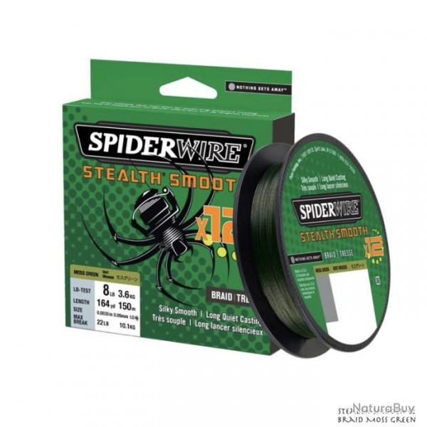 Tresse Spiderwire Stealth Smooth 12 Braid 150m Moss Green 7/100