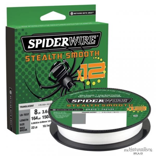 Tresse Spiderwire Stealth Smooth 12 Braid 150m Transluscent 5/100