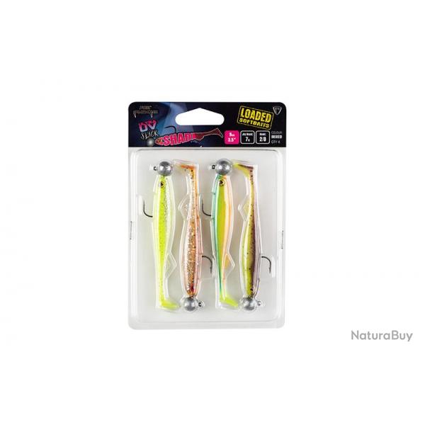 Leurre Souple Fox Rage Slick Shad Loaded UV Colour 9cm Chartreuse Ayu UV, Tinsel UV, Blue Back UV et