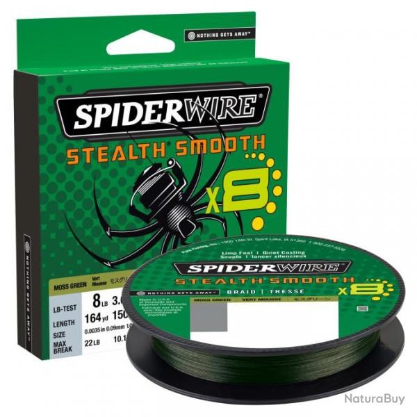 Tresse Spiderwire Stealth Smooth 8 Braid Moss Green 150m 19/100