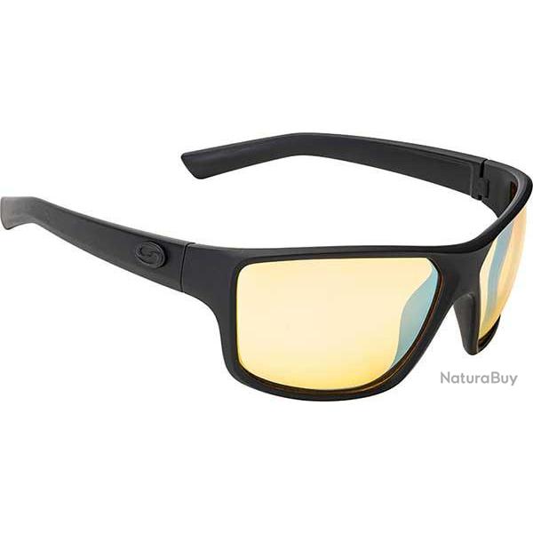 Lunettes de Soleil Strike King S11 Optics Sunglasses Matte Black-Yellow Silver Mirror Lens-Black Log