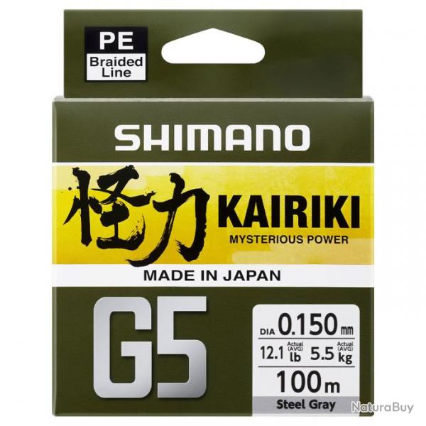 Tresse Shimano Kairiki G5 Gris 18/100 150m