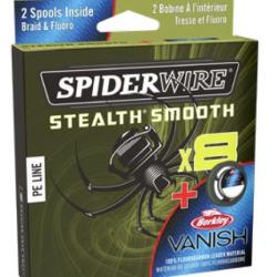 Pack Tresse et Fluoro Spiderwire Stealth Smooth x8 Duo Spool Moss Green / Clear 0.09 mm/0.25 mm 7.5 