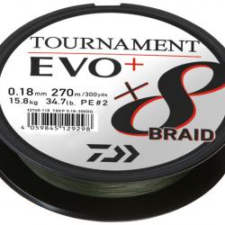 Tresse Daiwa Tournament 8 Braid EVO + 135m Vert 18/100 15,8 kg