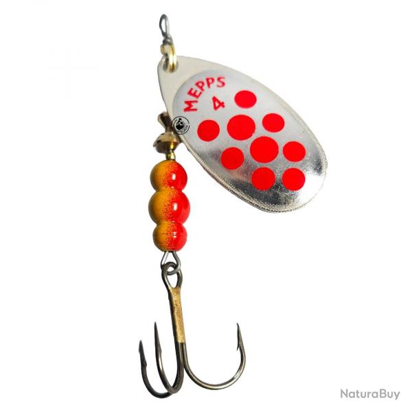 Cuiller Mepps Aglia Points Rouges Argent 9g A l'unit n4